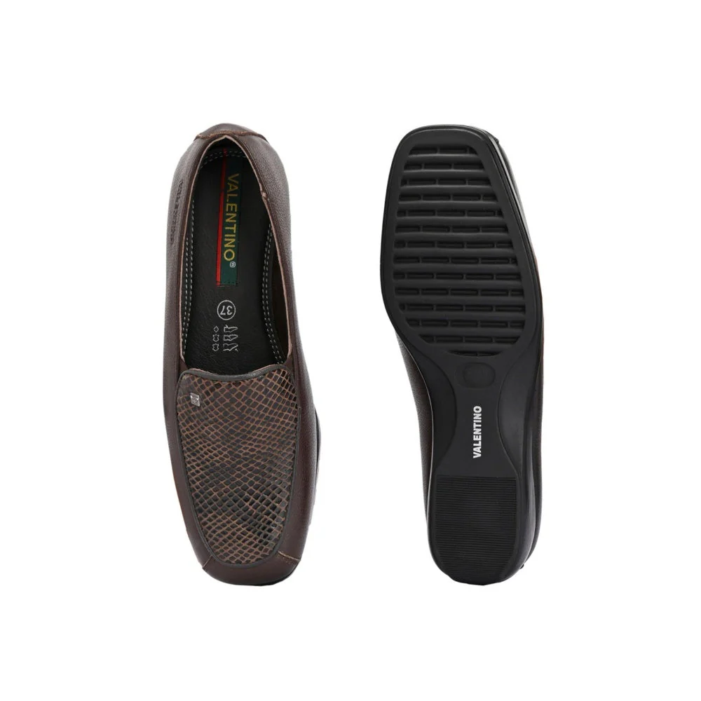 Valentino Women Brown Leather Loafers - Image 6