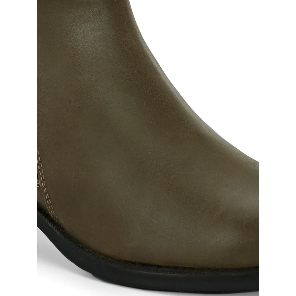 Valentino Women Olive Chelsea Boots - Image 4
