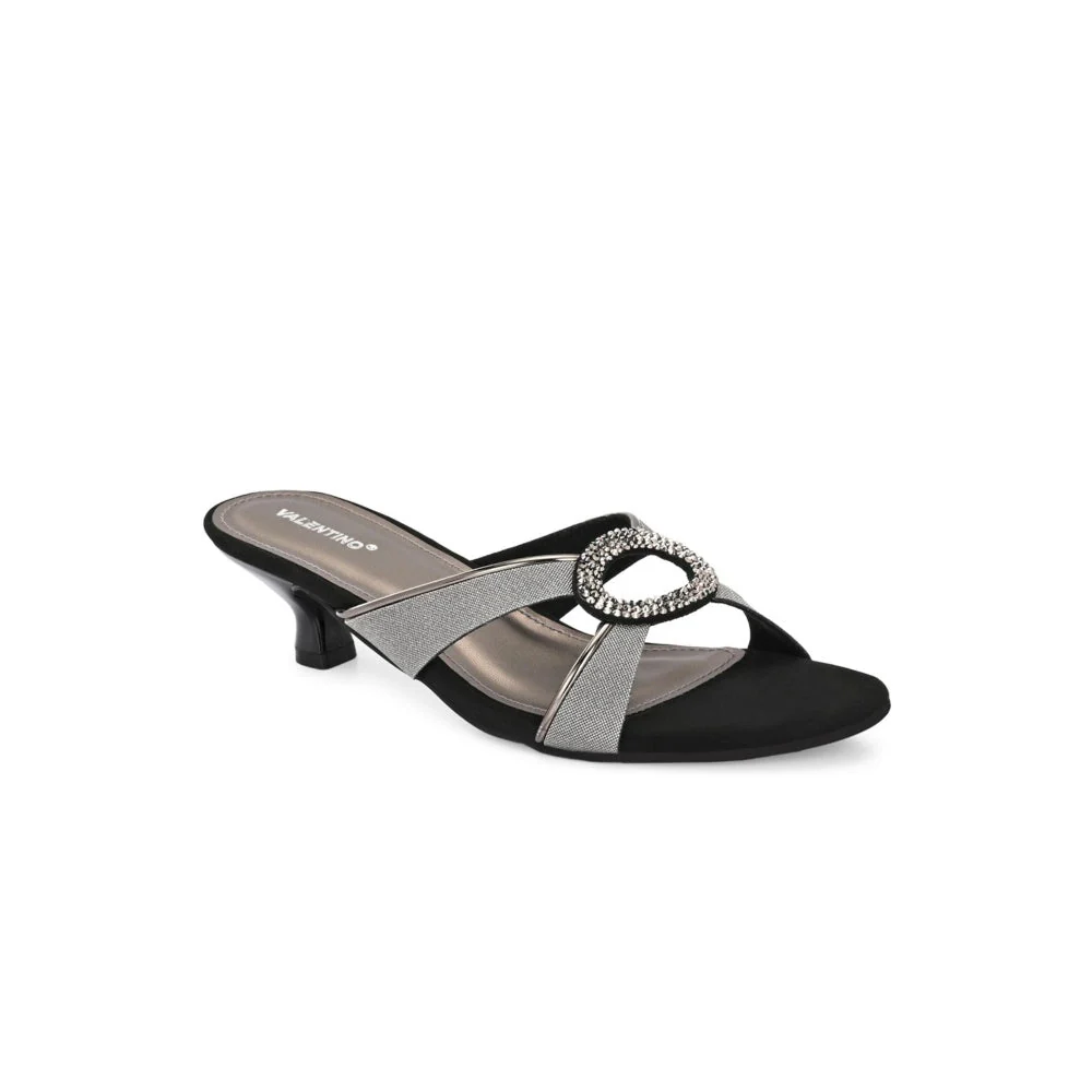 Valentino Women Premium Silver Sandal Heels - Image 2