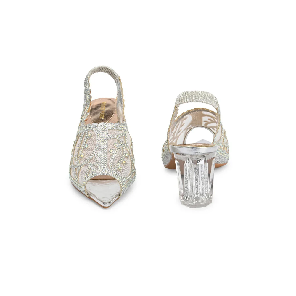 Valentino Women Silver Partywear Sandals - Image 7