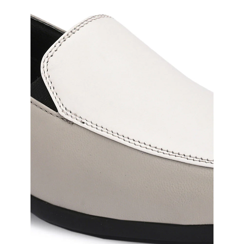 Valentino Women White Leather Loafers - Image 4