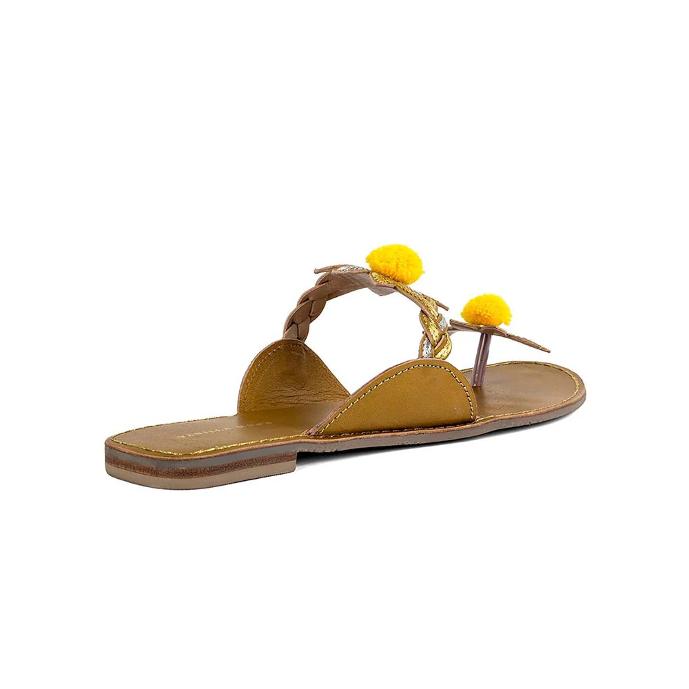 Vanilla Moon Women Yellow One Toe Flats - Image 2