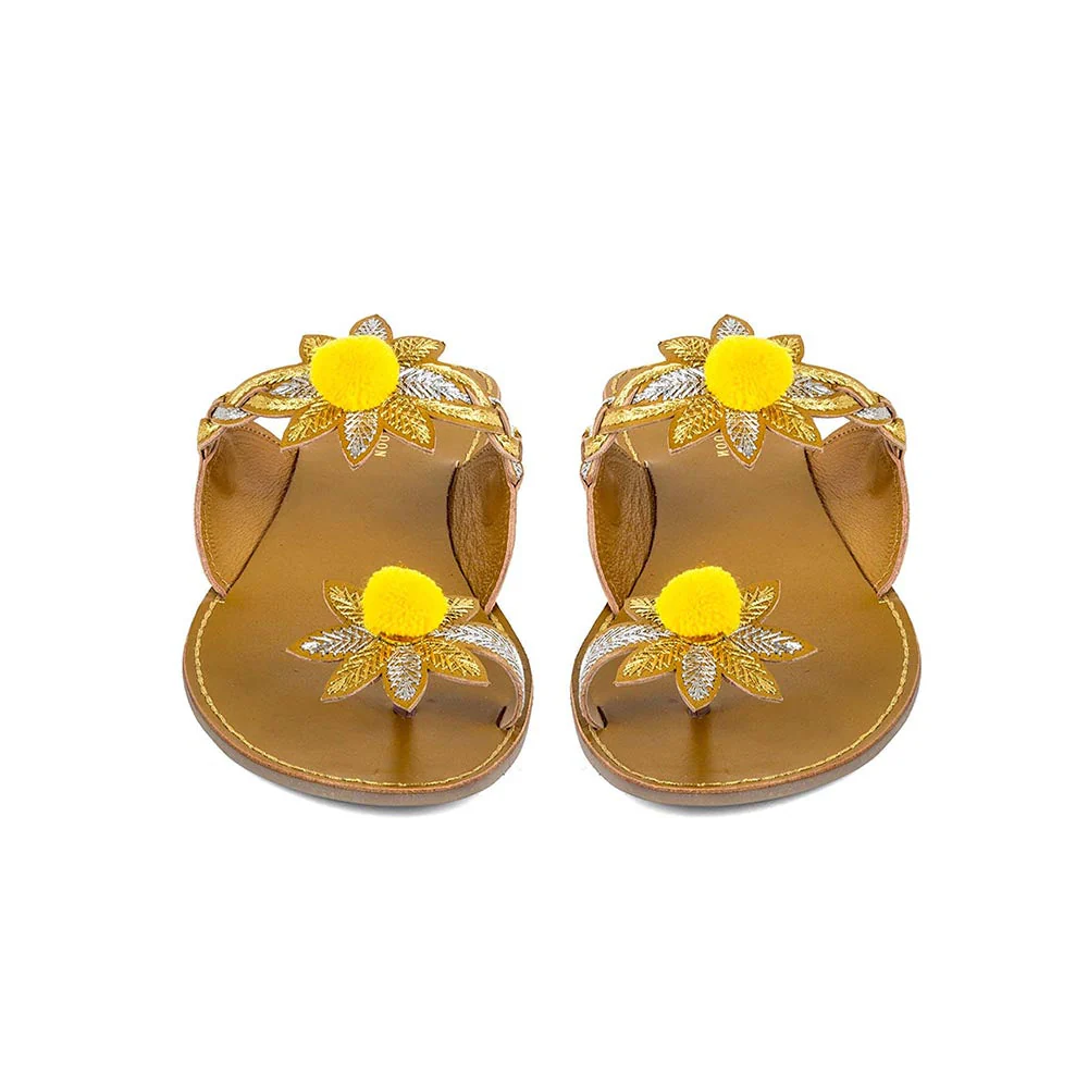 Vanilla Moon Women Yellow One Toe Flats - Image 4