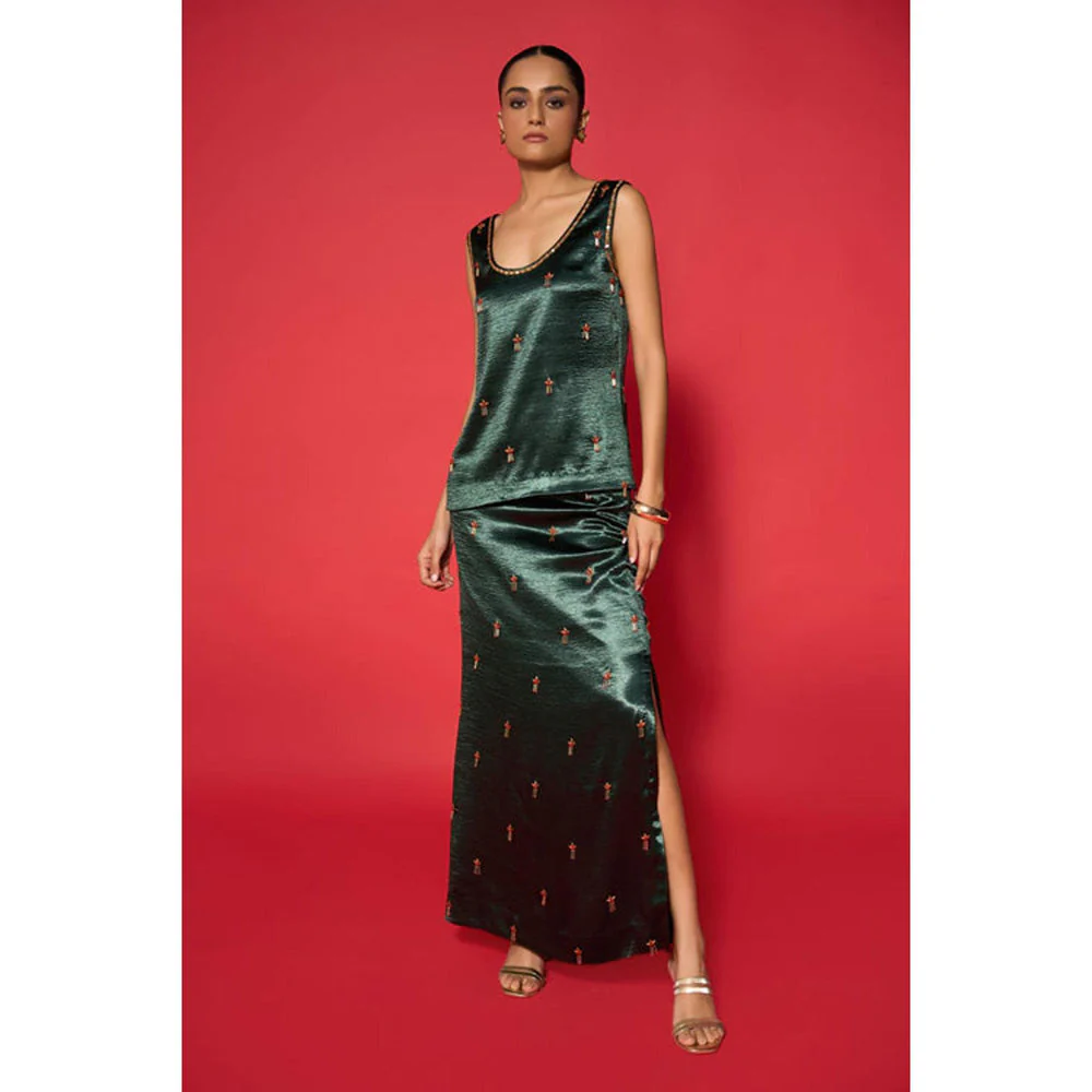 Verb Green Prina Embroidered Skirt - Image 3