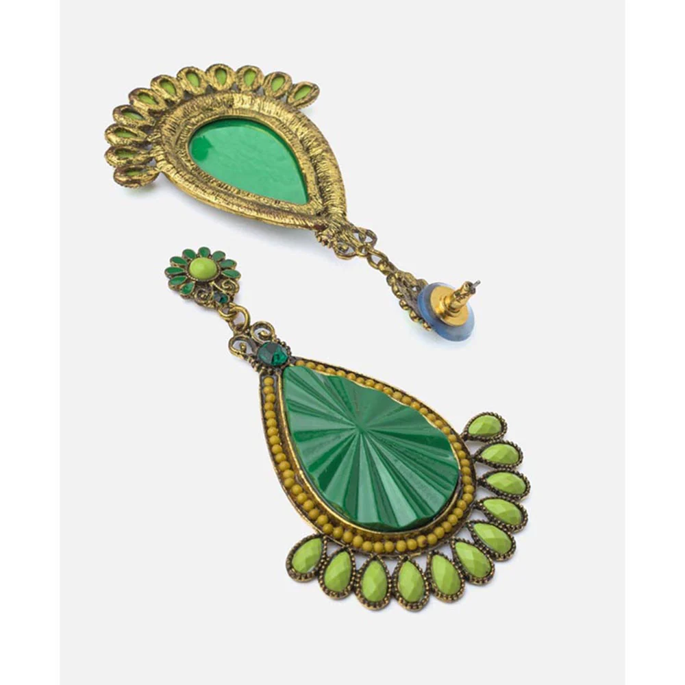 VIVINIA By Vidhi Mehra Florence Gold Plated Green Womens Drop Earrings - Image 4