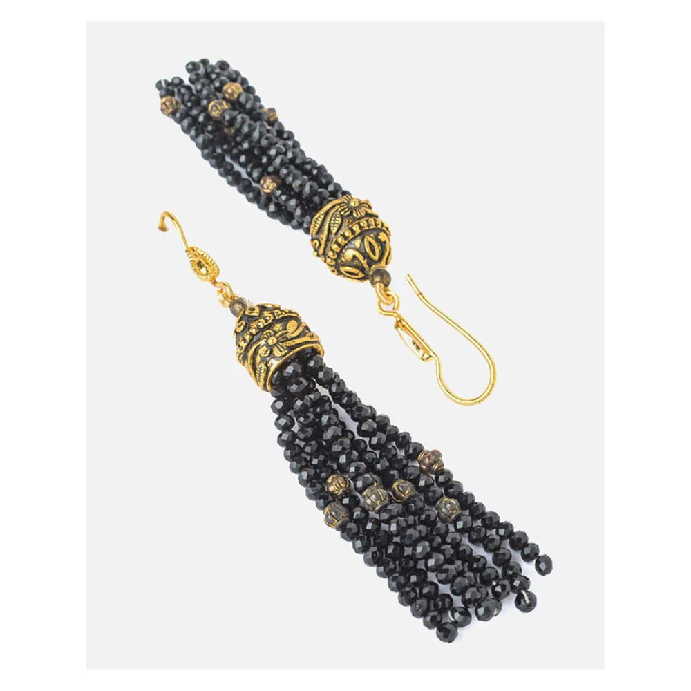 VIVINIA By Vidhi Mehra Gold Plated Black Womens Tassel Earrings - Image 4