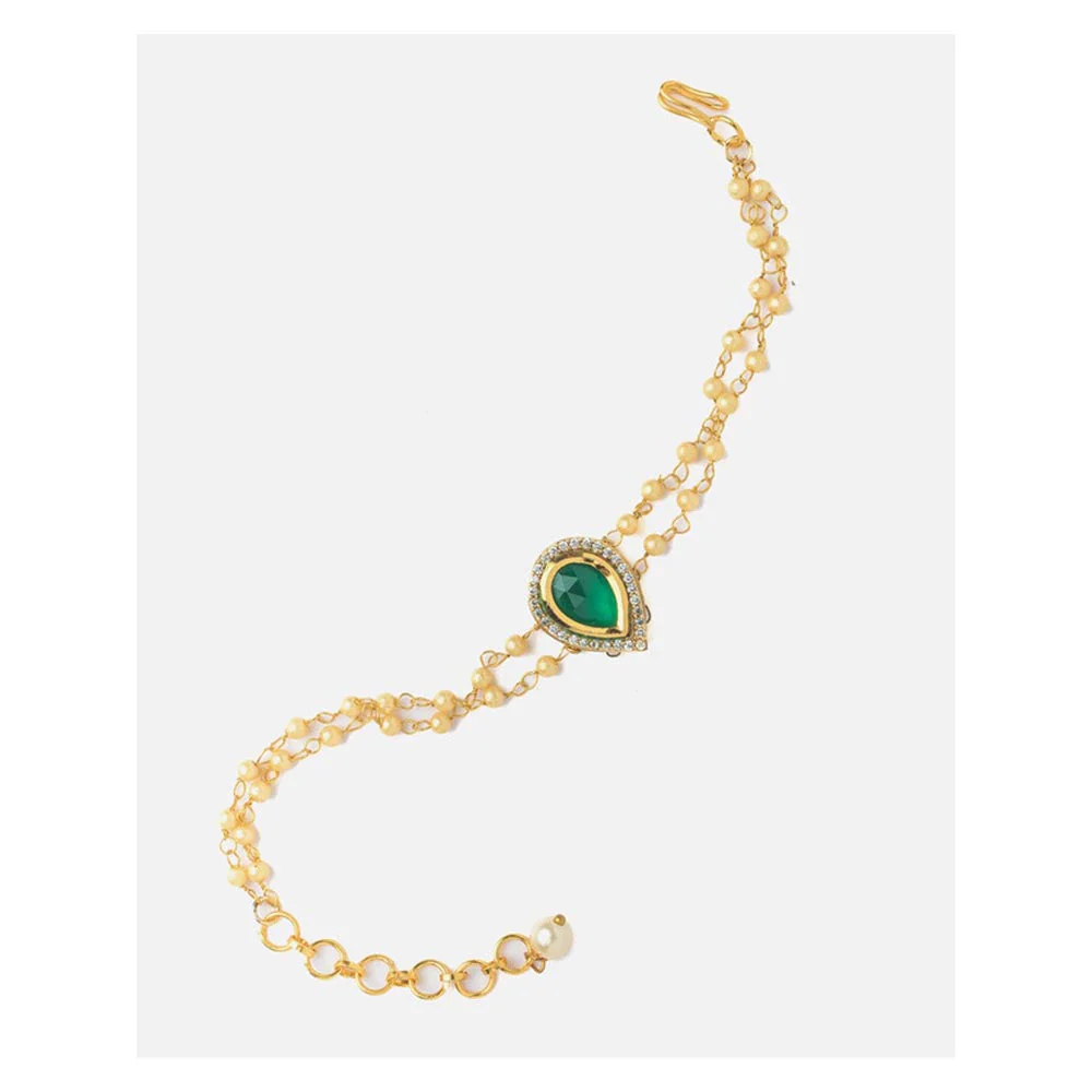 VIVINIA By Vidhi Mehra Gold Plated Green Womens Beaded Bracelet - Image 2