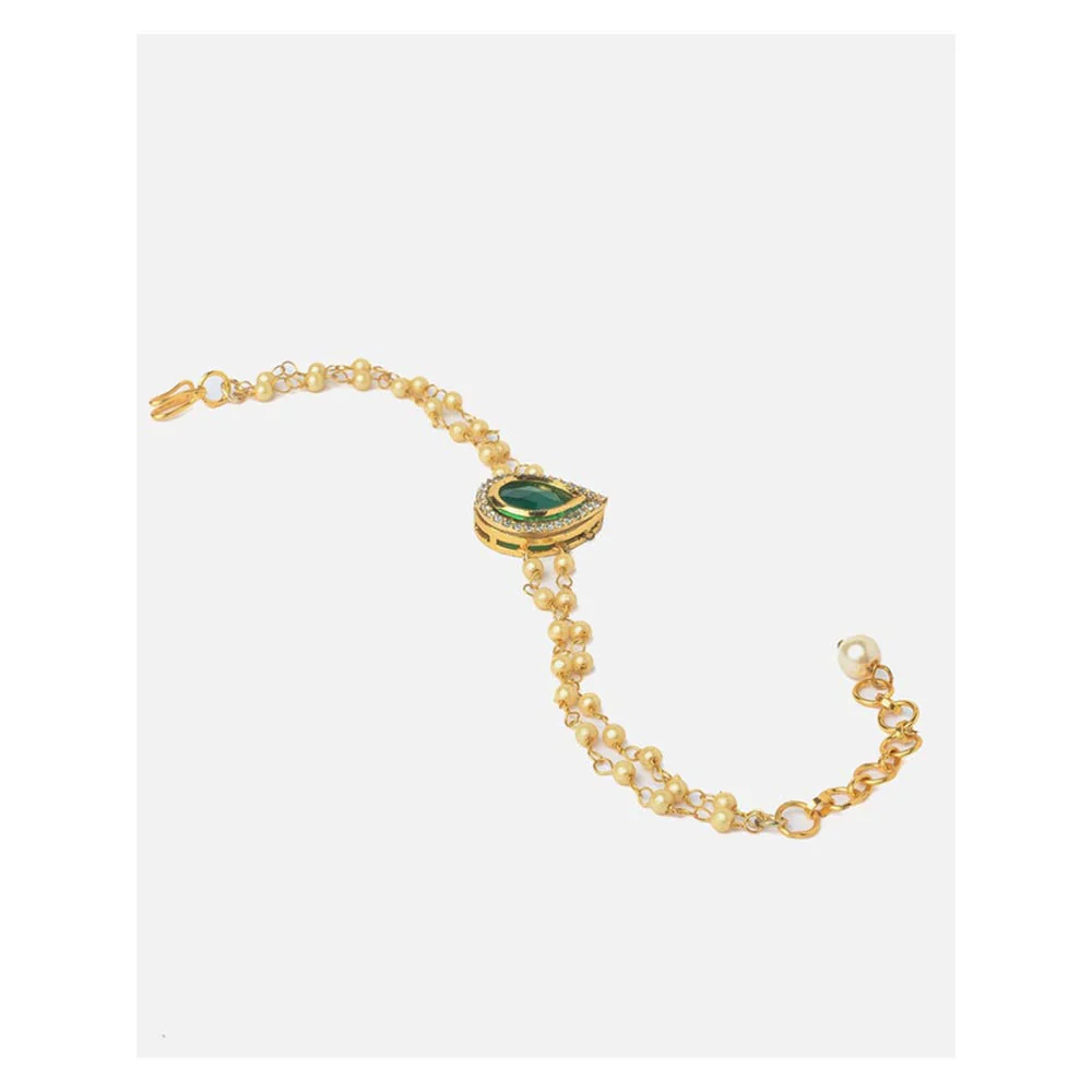 VIVINIA By Vidhi Mehra Gold Plated Green Womens Beaded Bracelet - Image 3