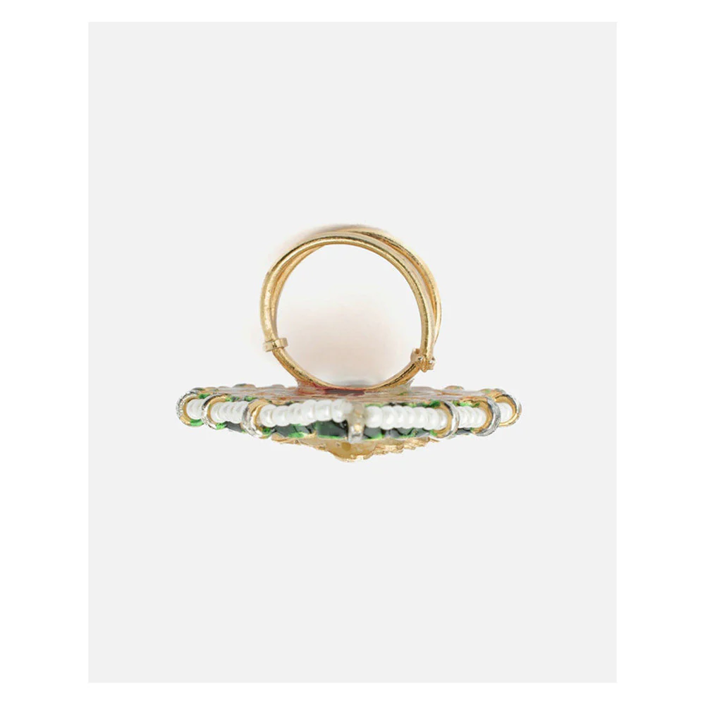 VIVINIA By Vidhi Mehra Saadgi Gold Plated Womens Kundan Polki Ring - Image 3