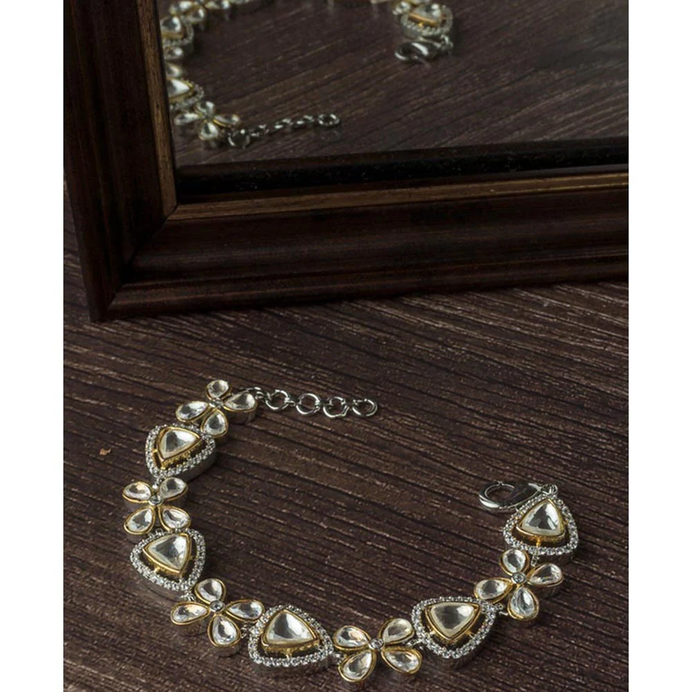 VIVINIA By Vidhi Mehra Silver Plated Kundan Polki Womens Bracelet