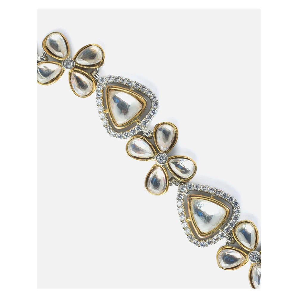 VIVINIA By Vidhi Mehra Silver Plated Kundan Polki Womens Bracelet - Image 4