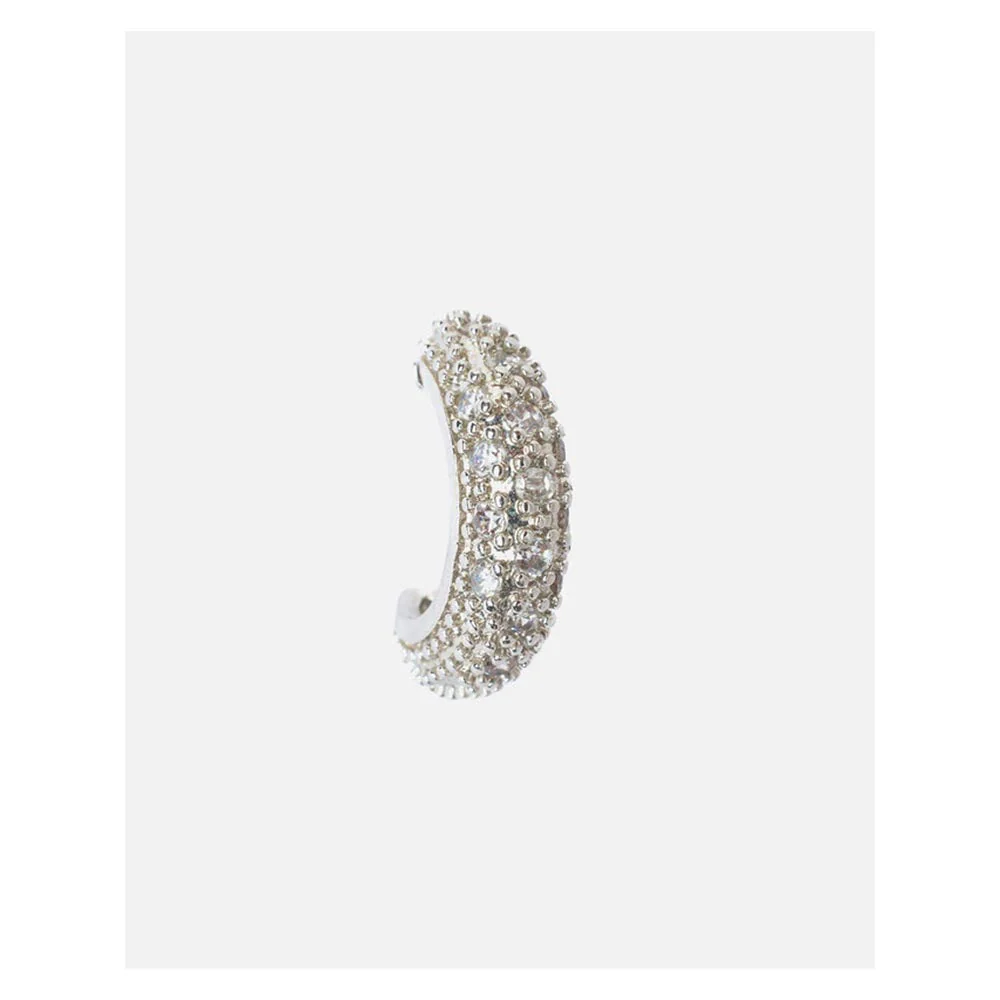 VIVINIA By Vidhi Mehra Silver Plated Womens Half Hoop Earrings - Image 3