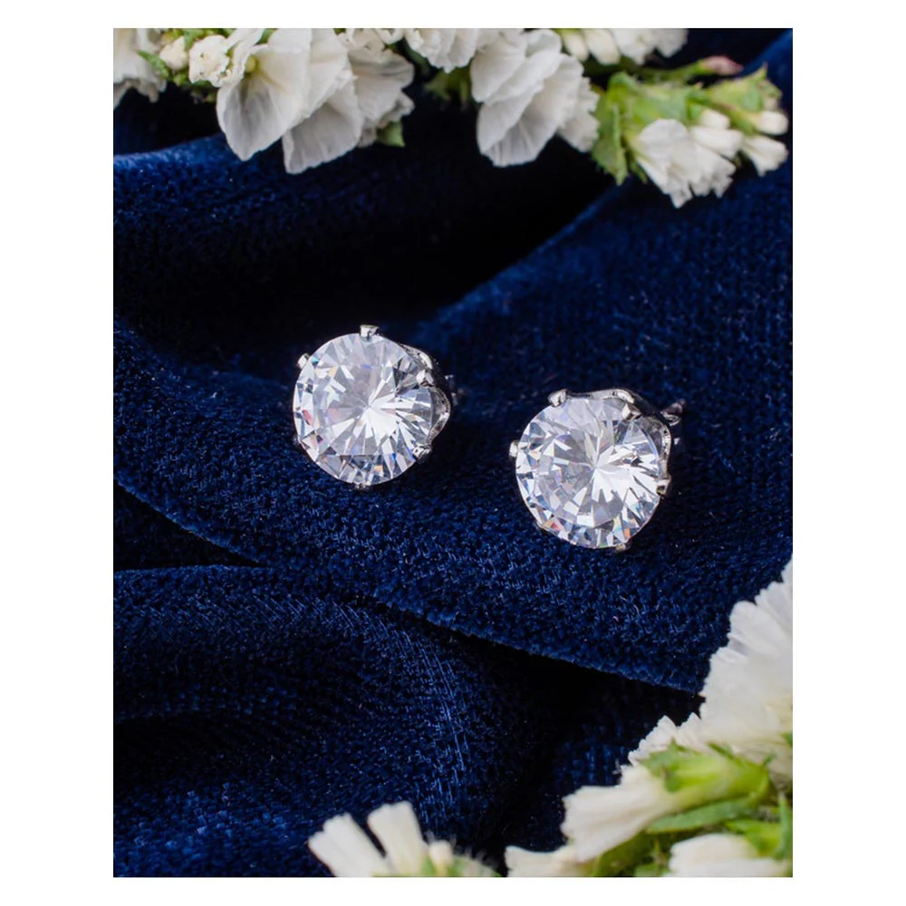VIVINIA By Vidhi Mehra Zia Silver Plated Womens Zircon Earrings