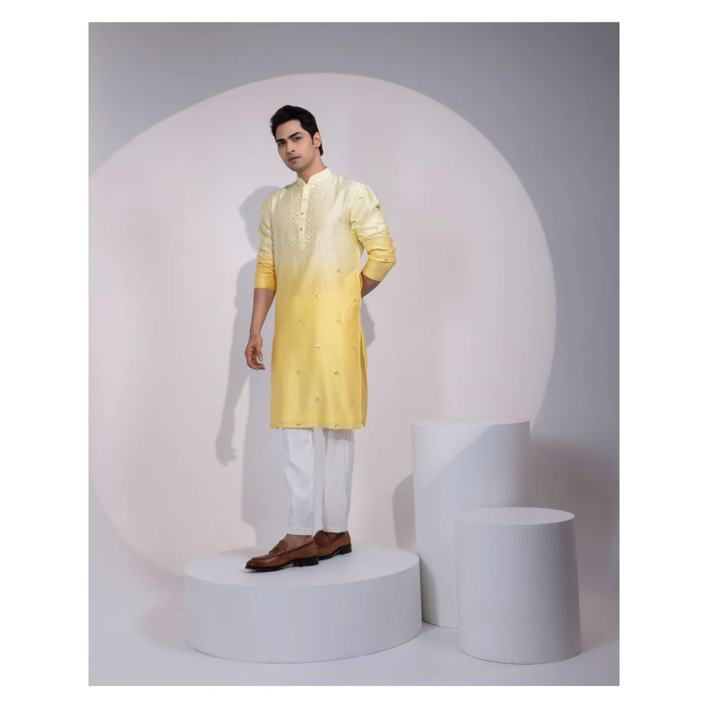 YOSEBA Peeli Raag Embroidered Kurta with Pant - Image 3