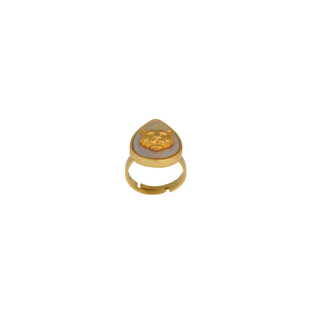 ZARIIN Tigris Charm - Tiger Ring With Mother Of Pearl - Image 5