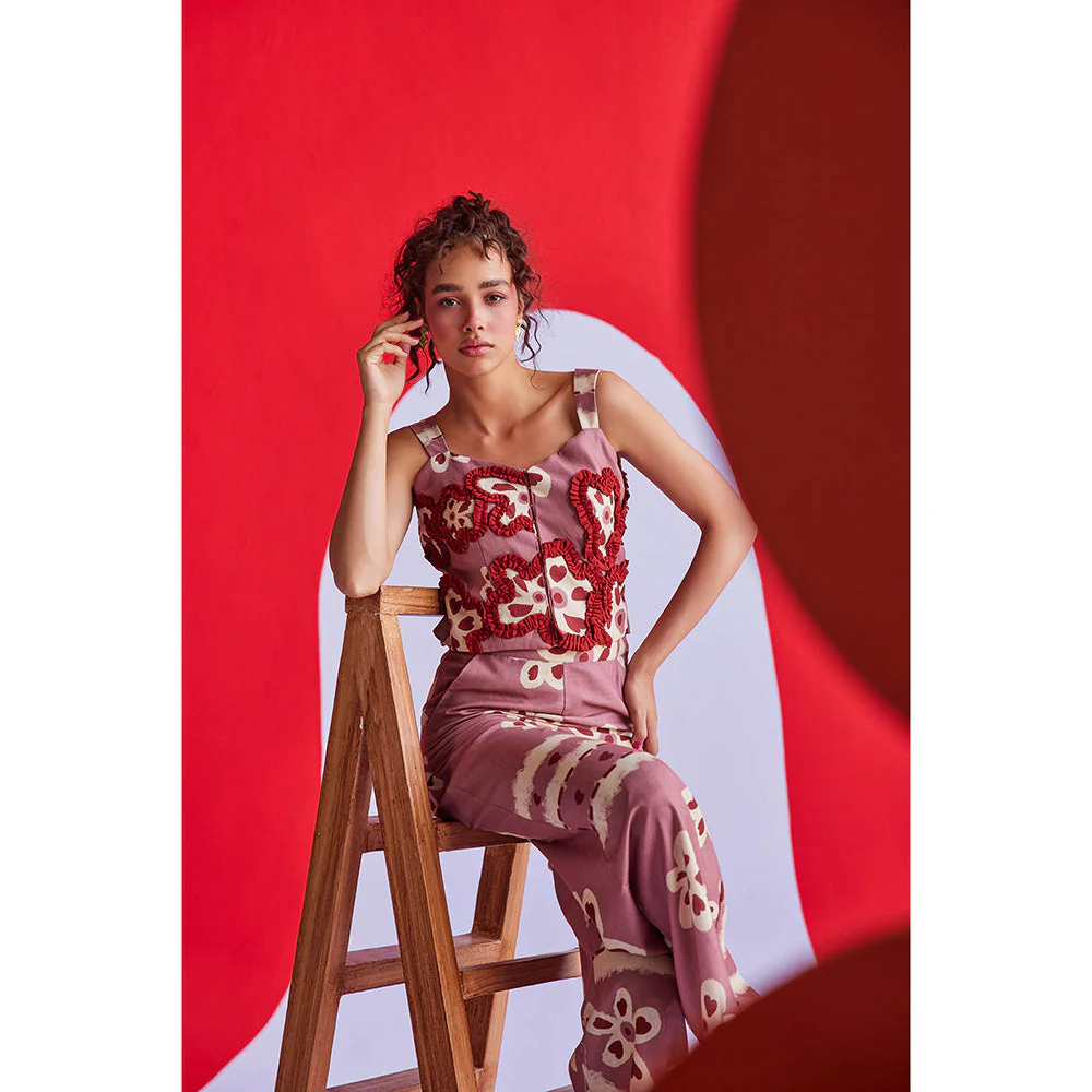 Zip by Payal & Zinal Hearts Unlocked Scarlet Berry Co-Ord (Set of 2) - Image 5